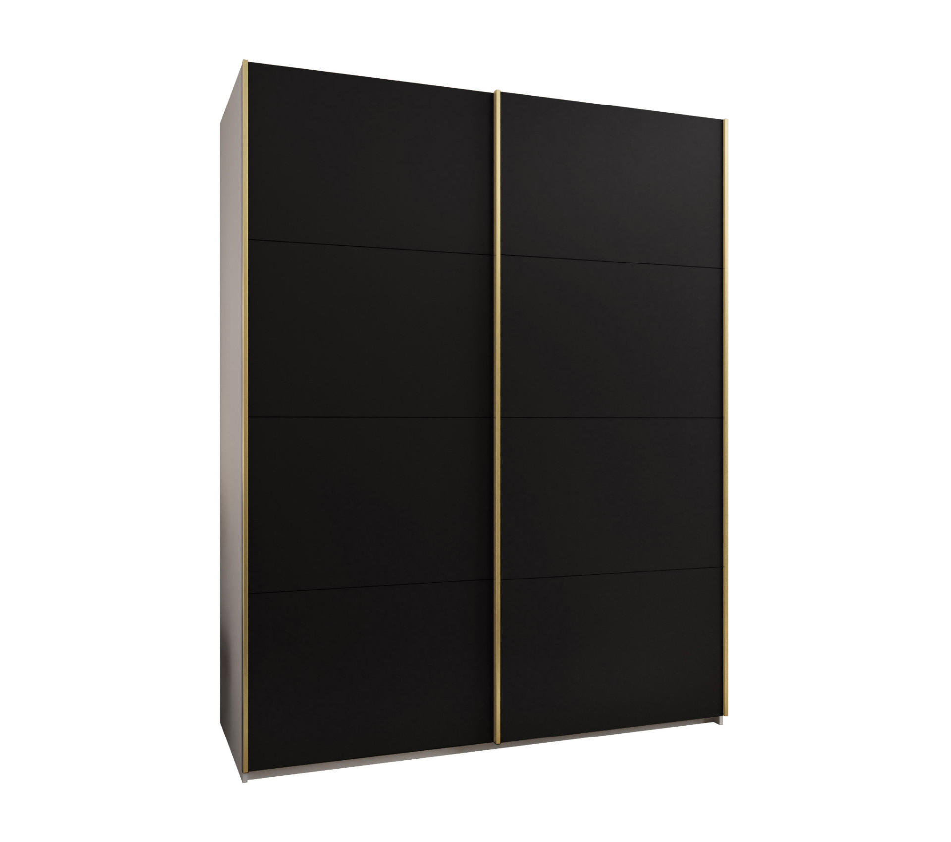 SCHWEBETÜRENSCHRANK 245,5/190/64 2-türig - Goldfarben/Schwarz, Holz/Metall (190/245/64cm) - Abiks Möbel