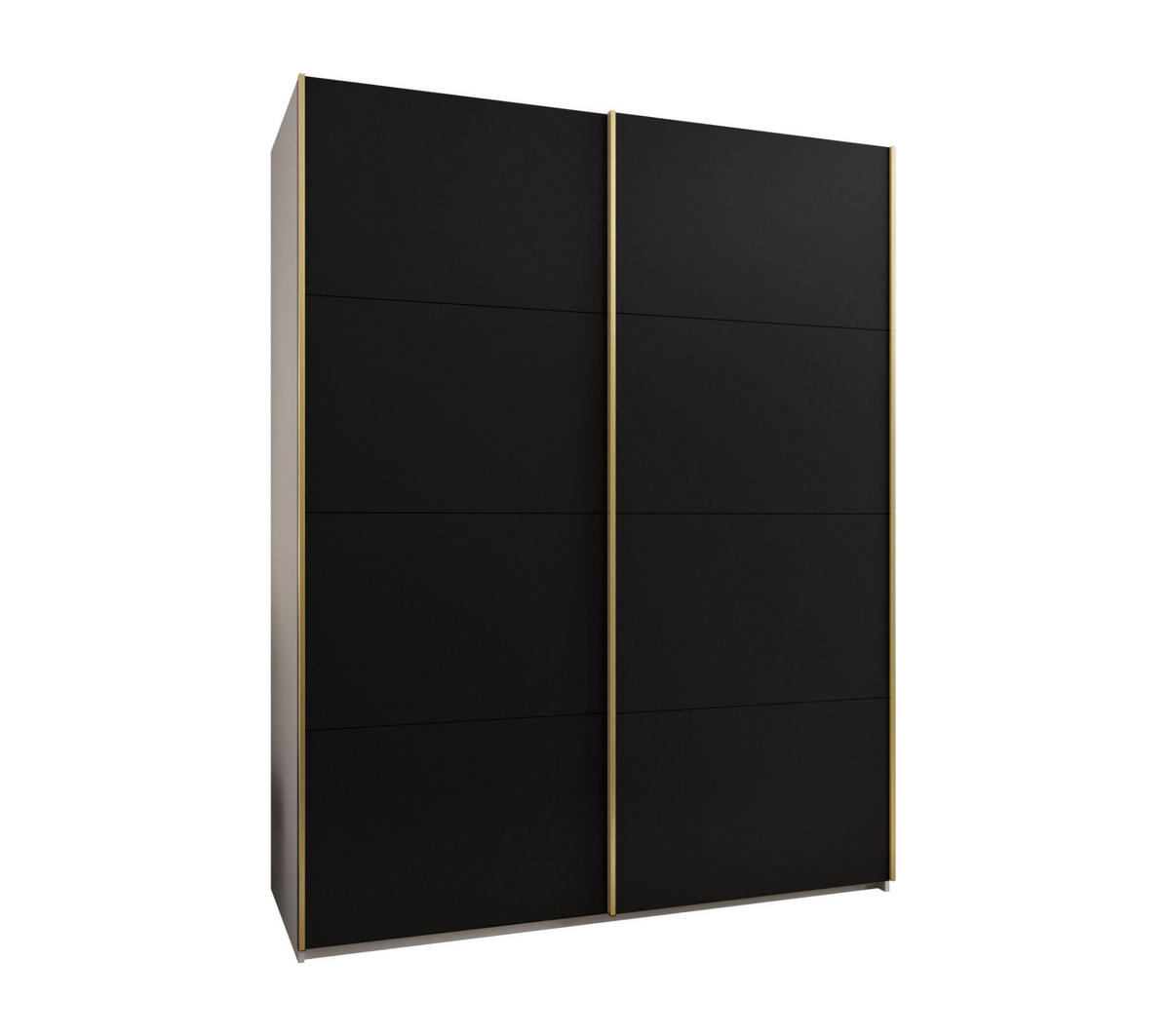 SCHWEBETÜRENSCHRANK 245,5/190/64 2-türig - Goldfarben/Schwarz, Holz/Metall (190/245/64cm) - Abiks Möbel