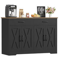 SIDEBOARD 120x81x40 cm Küchenschrank 2 Schubladen Schwarz - Schwarz, Holz (120/81/40cm) - Kaket