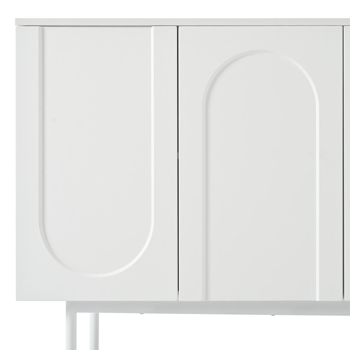 SIDEBOARD mit 4 Türen und Bogenmuster, Weiß - Weiß, Holzwerkstoff (140/80/42cm)