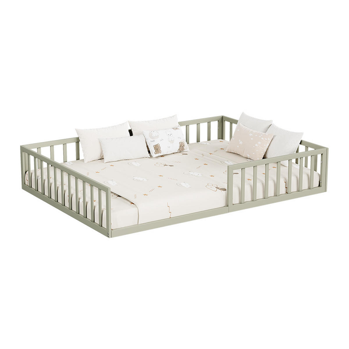 BODENBETT AUS METALL Minno Greige 140x200 mit Matratze - Greige, Metall - VitaliSpa