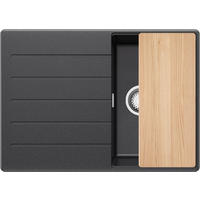 SPÜLBECKEN Kopenhagen, 2-er set Anthrazit 70/50 cm 1 Becken + Ablauf-Set + Schneidebrett ab 40er Unterschrank - Chromfarben/Anthrazit, Kunststoff (70/20/50cm) - Primagran