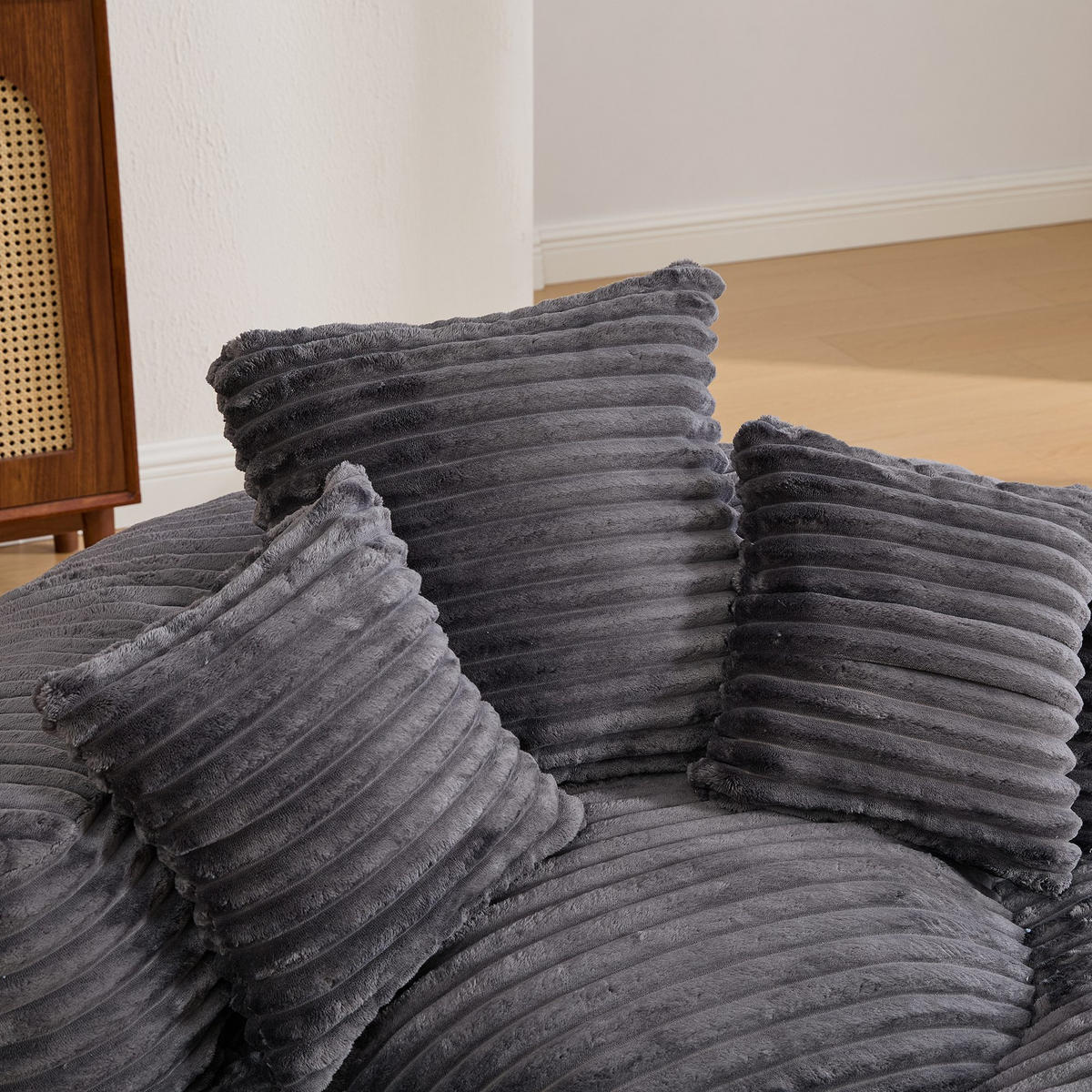SITZSACK Cord,Sofa mit 3 extra Kopfkissen,Dunkelgrau - Dunkelgrau, Textil (108/52/108cm) - LVHOM