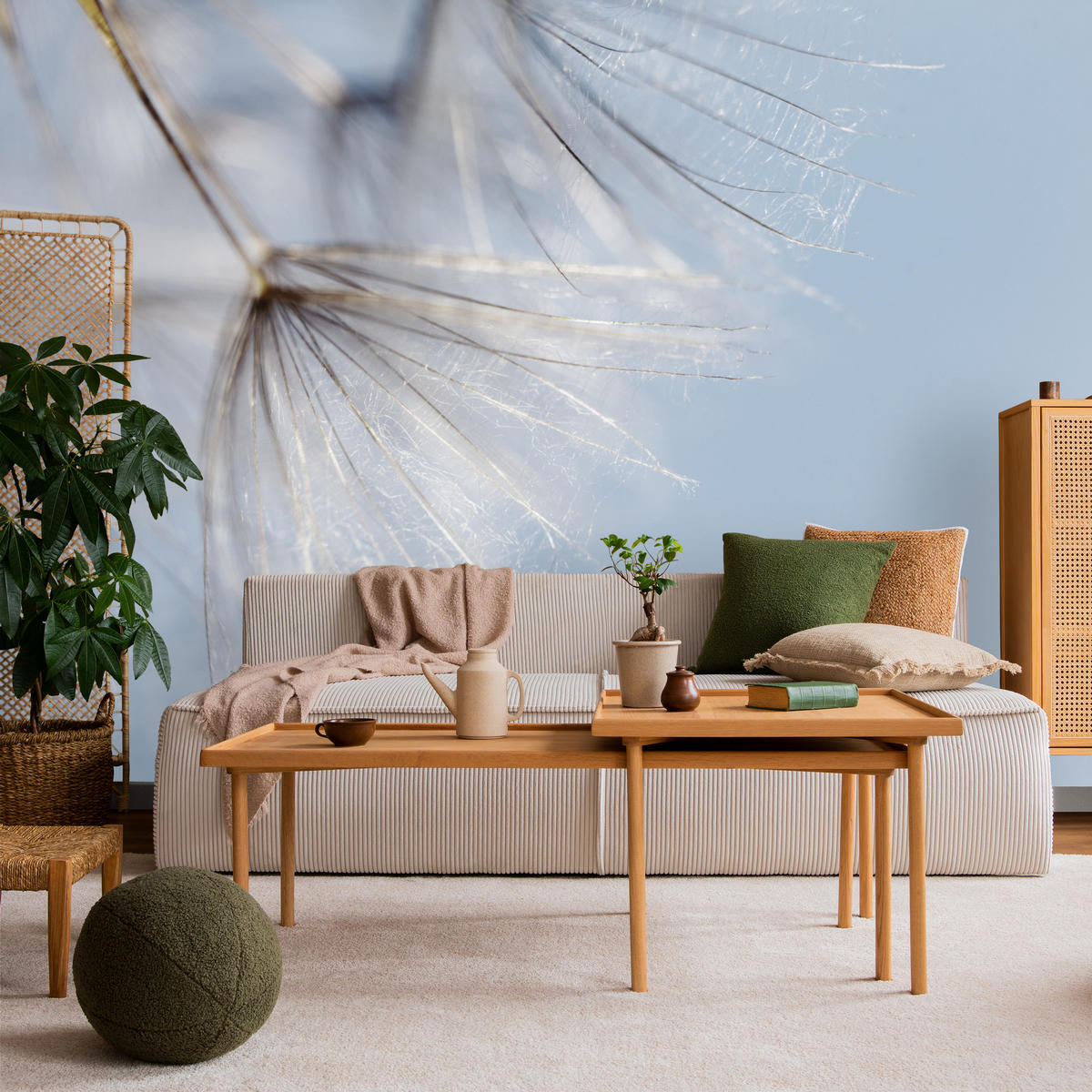 FOTOTAPETE für Schlafzimmer Zarte Löwenzahnblüten im Wind 400x280 - Braun/Weiß, Papier (400/280cm) - Muralo