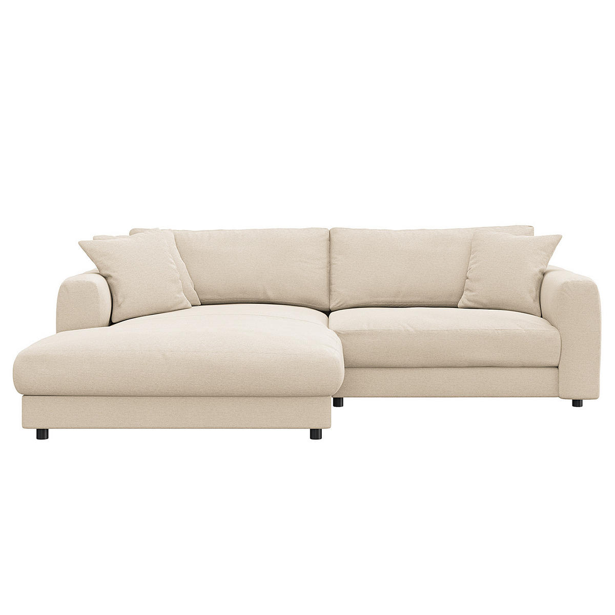 ECKSOFA mit Longchair - Beige/Schwarz, Holz/Kunststoff (238/183cm) - home24