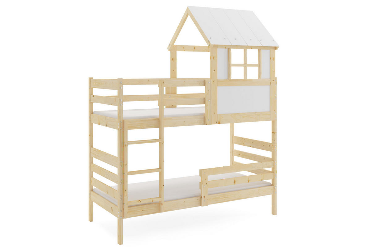 ETAGENBETT ERYK mit Dach und Lattenrost - Kieferfarben, Holz (90/190cm) - Interbeds