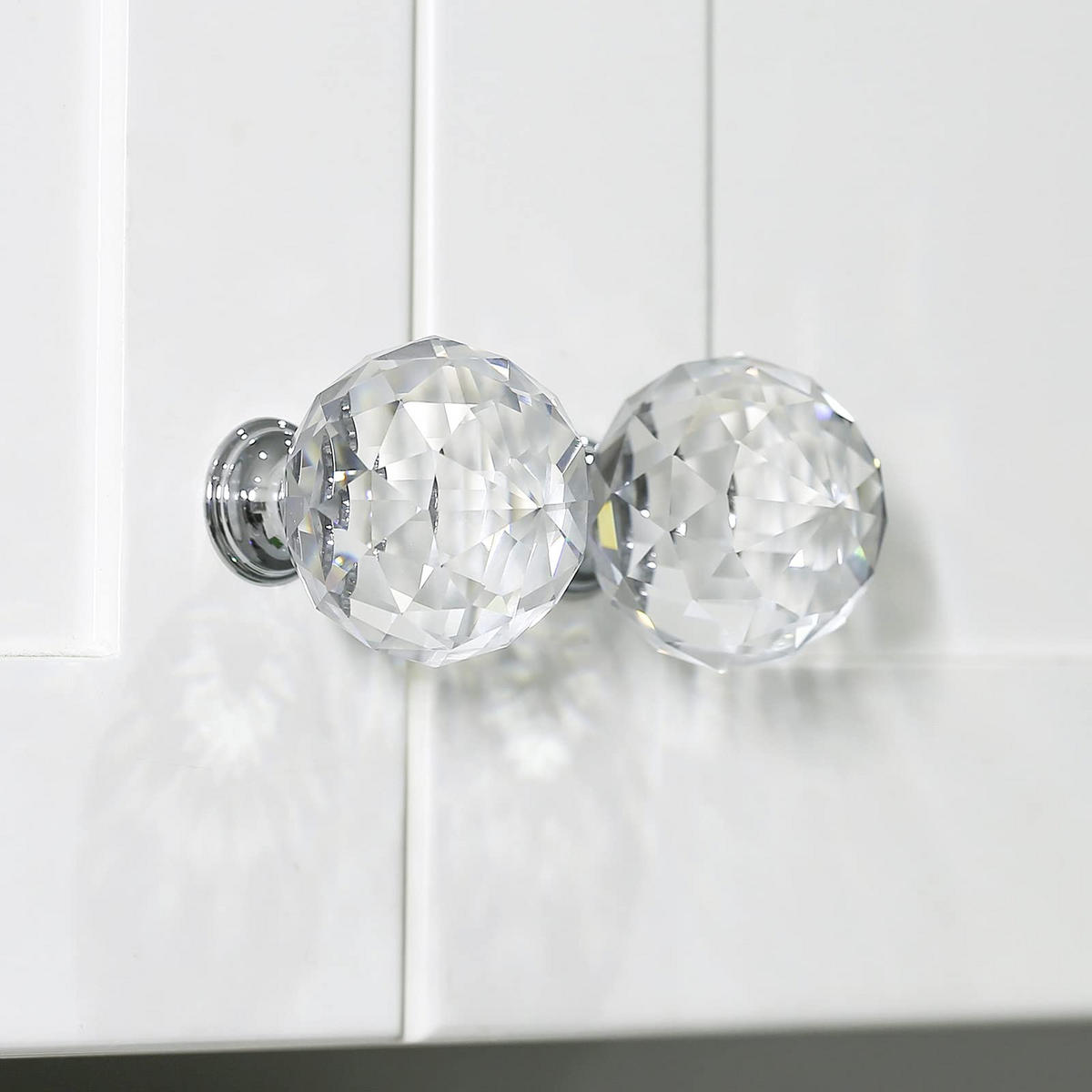 SCHRANKKNOPF Kristall 12er-Set 40 mm - Silberfarben, Metall (2.1/5.3/4cm)