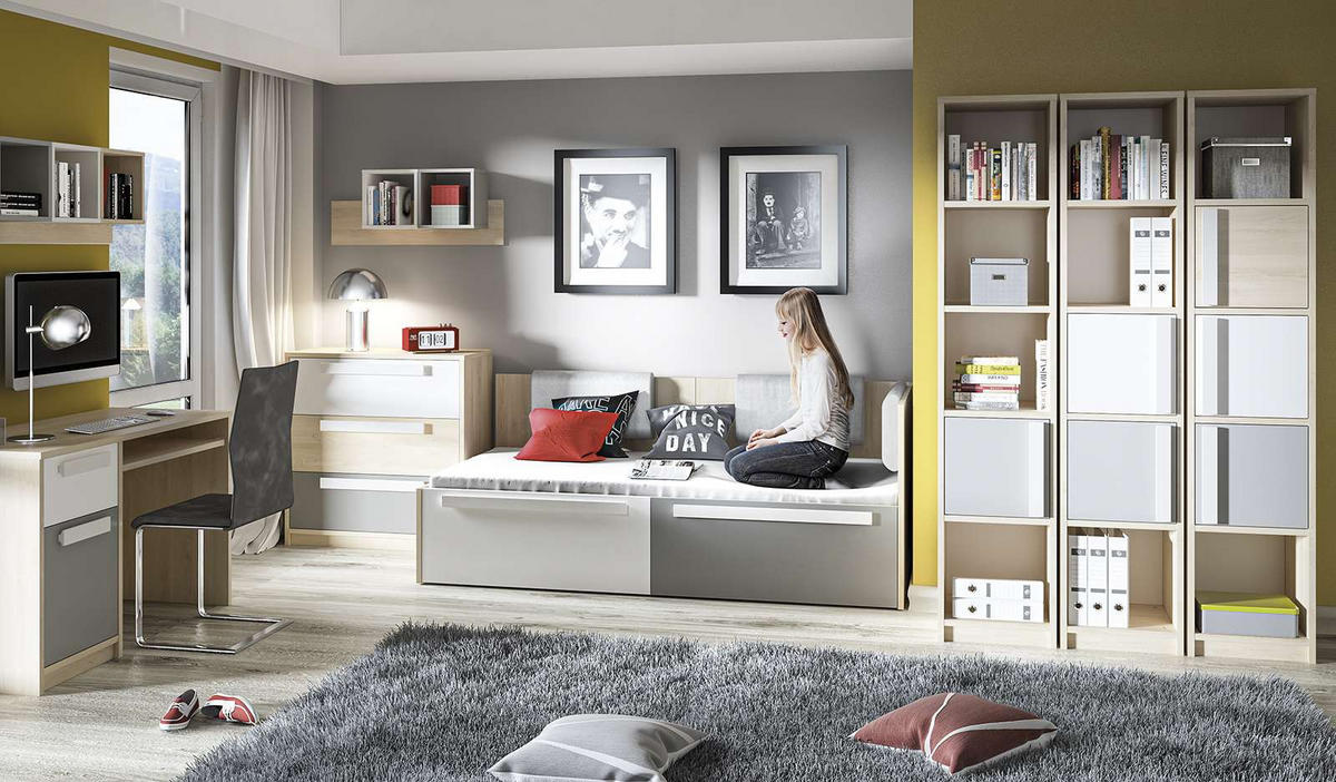 JUGENDBETT – DROP 1702 – 97 x 205 cm – Drop - Buchefarben/Weiß, Holzwerkstoff - hi-markt