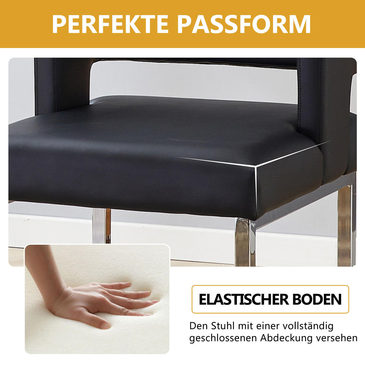 BARHOCKER 2er-Set Schwarz & Silber mit PU-Leder im quadratischen Design - Schwarz, Metall (48/91.4/53.3cm) - PANGIVO
