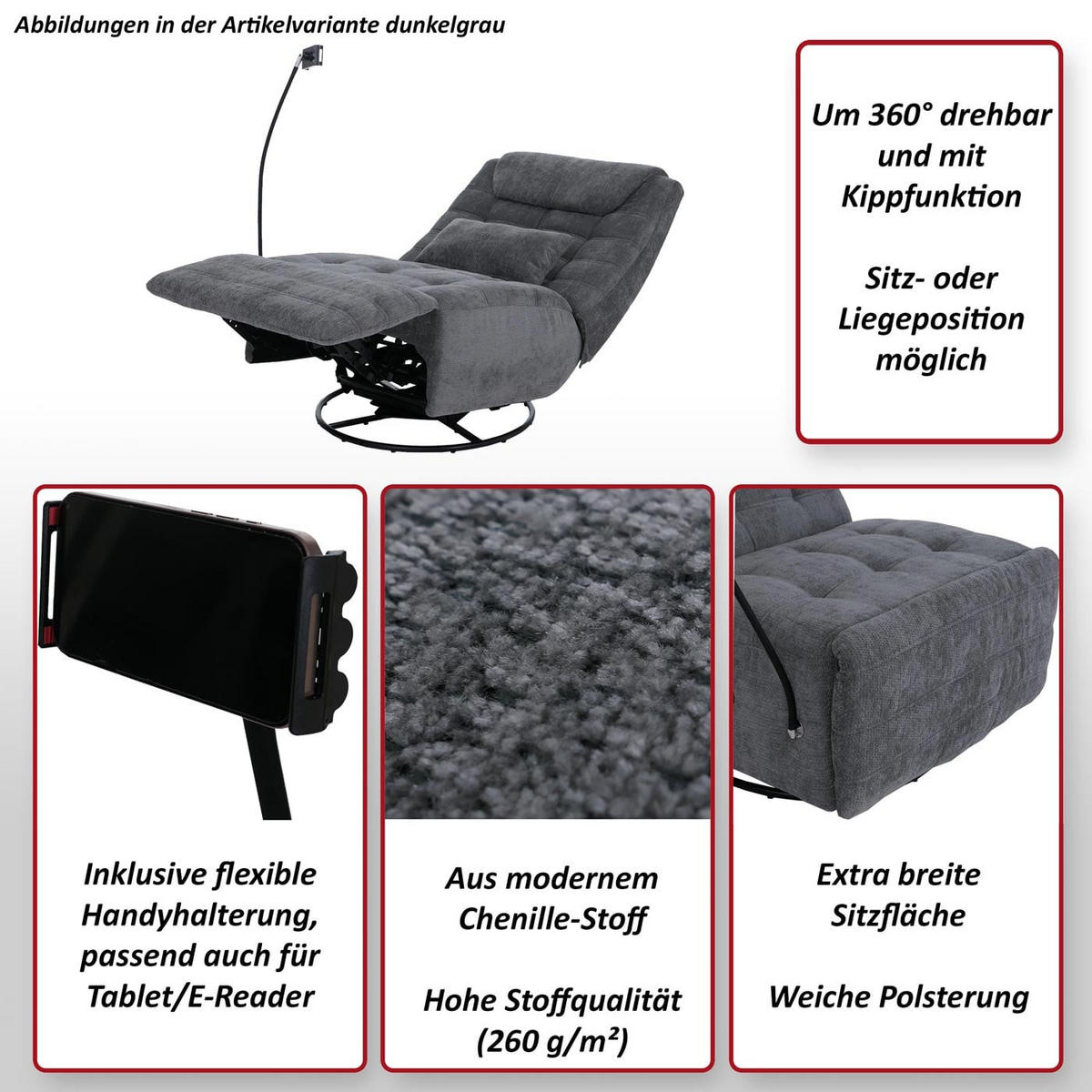 RELAXSESSEL Blau - Blau, Textil (82/96/163cm) - MCW