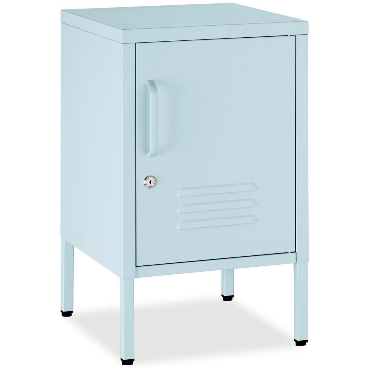 NACHTSCHRANK Baker, Kippschutz, höhenverstellbare Füße, grau/blau - Blau/Grau, Metall (35/60.5/42.5cm) - tectake
