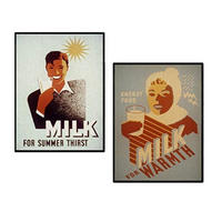 POSTER Set Mit 2 Zwei Vintage-Milch A4 Rahmenlos - Klar, Papier (29.7/5/21cm) - Nacnic