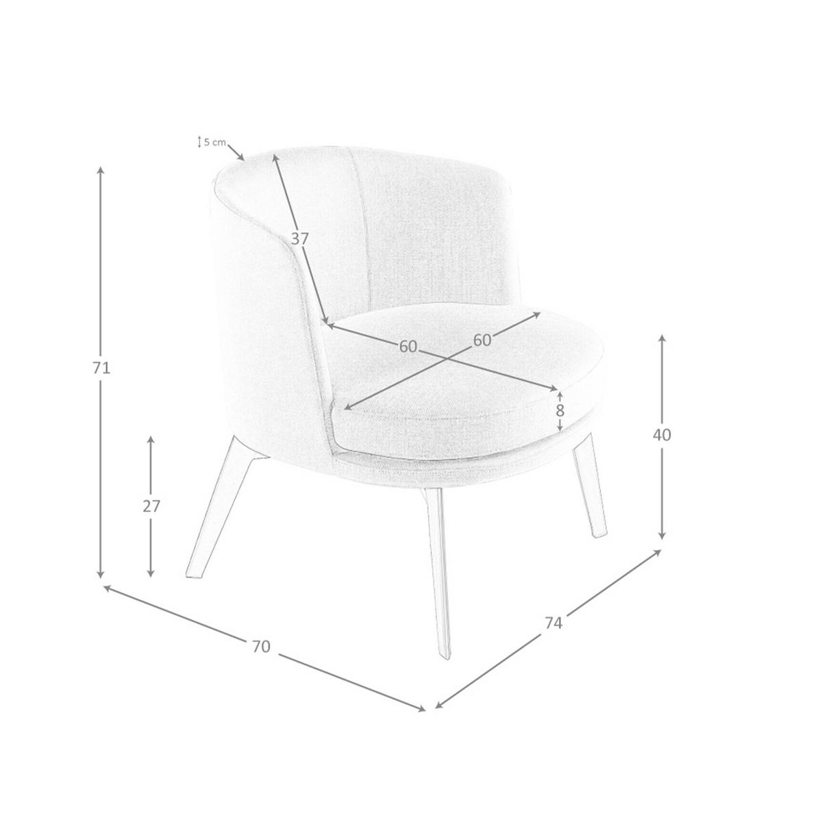 SESSEL Sessel aus cremefarbenem Stoff 74/70/71 cm - Creme/Braun, Textil (74/71/70cm) - ANGEL CERDA