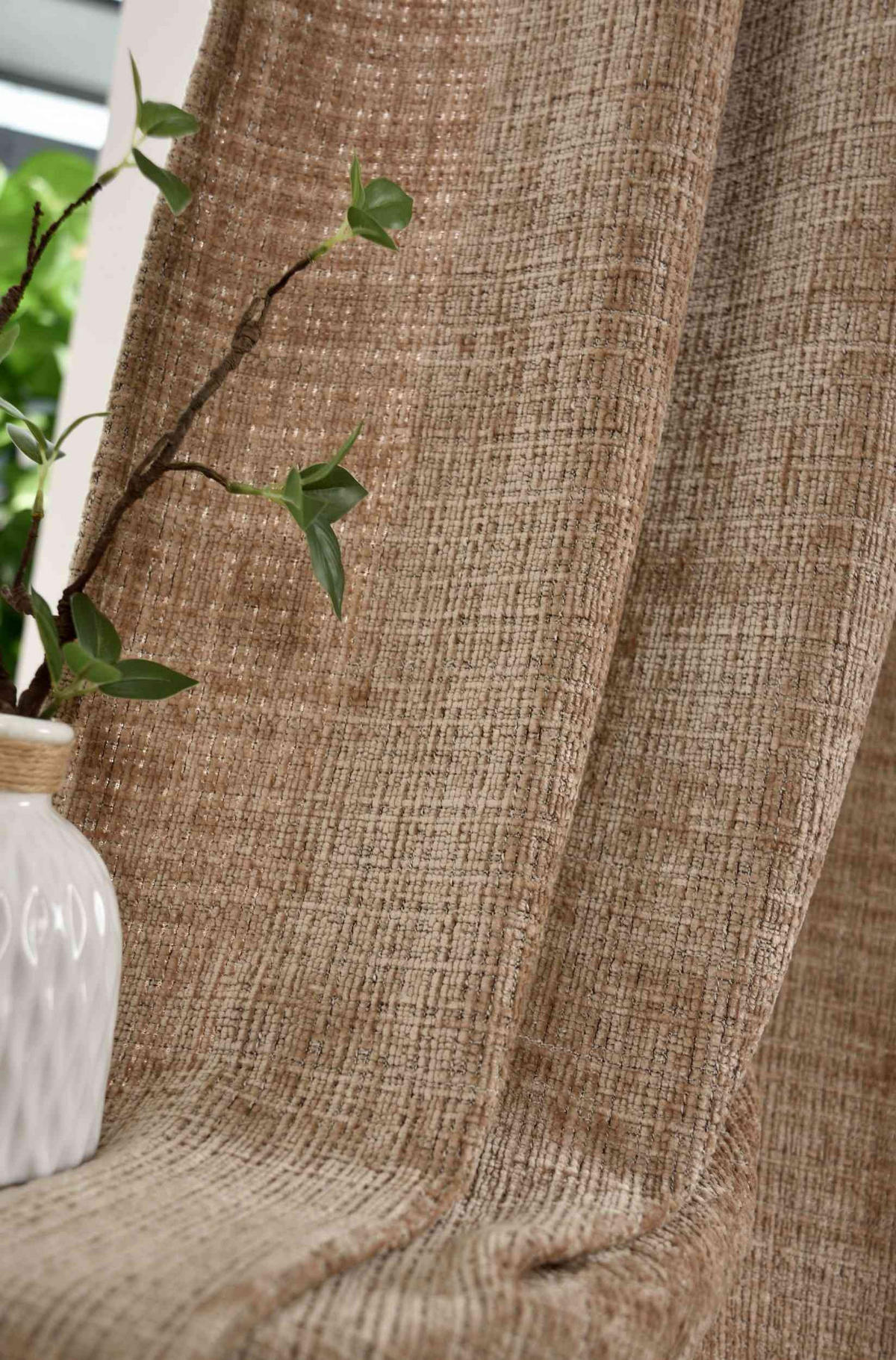 VORHANG Chenille Riga 245x140 cm Taupe - Taupe, Textil (140/245cm) - Gardinenbox