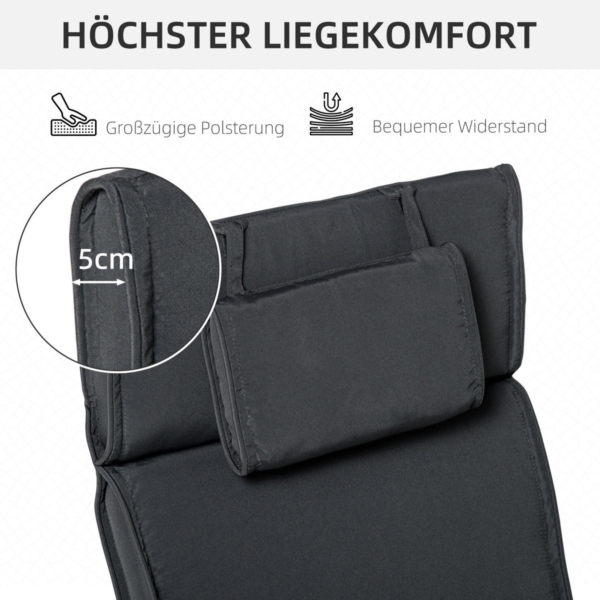 SITZKISSEN, Polyester, Baumwolle, Grau - Grau, Kunststoff (53/5/198cm) - Outsunny