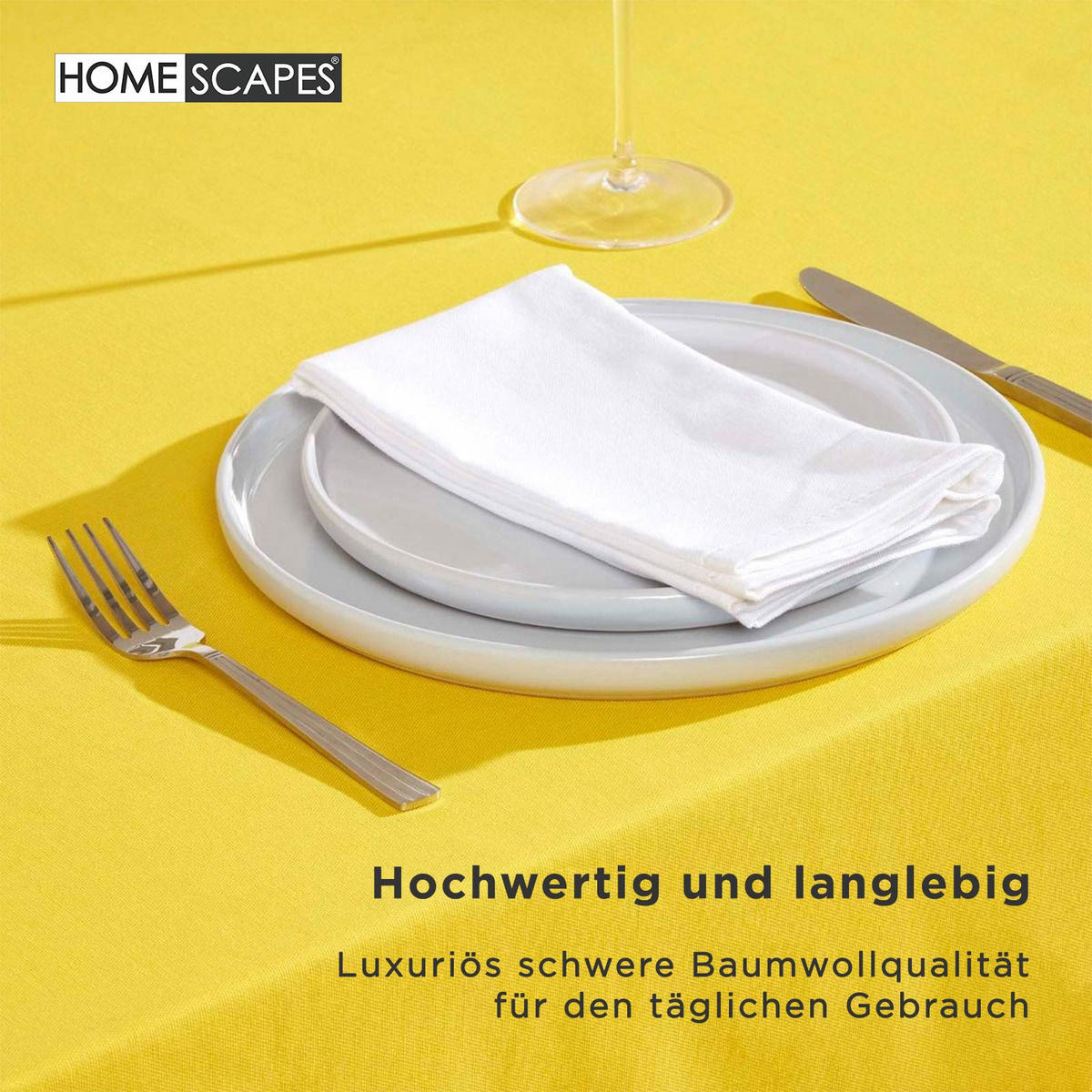 TISCHDECKE gelb rund 178 cm, 100% Baumwolle - Gelb, Textil (178/178cm) - Homescapes