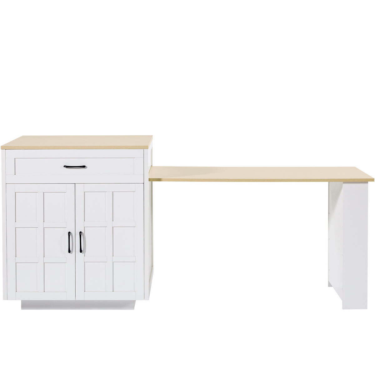 AUSZIEHBARER Bartisch aus MDF mit Stauraum, 133-202/70/93,5 cm, Weiß - Weiß, Holzwerkstoff (70/93.5/133cm) - Redom