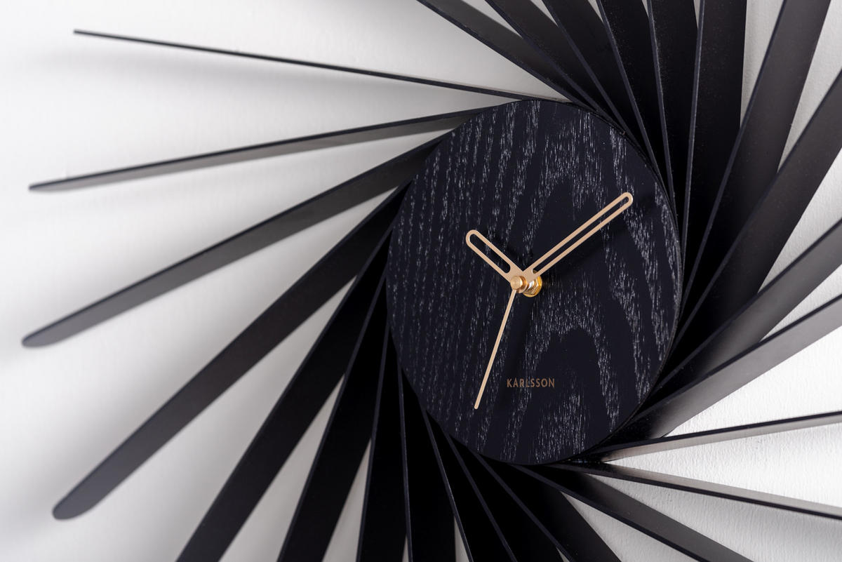 WANDUHR Helix Schwarz 68/6.5/68 cm - Schwarz, Holz (6.5/68/68cm) - Karlsson