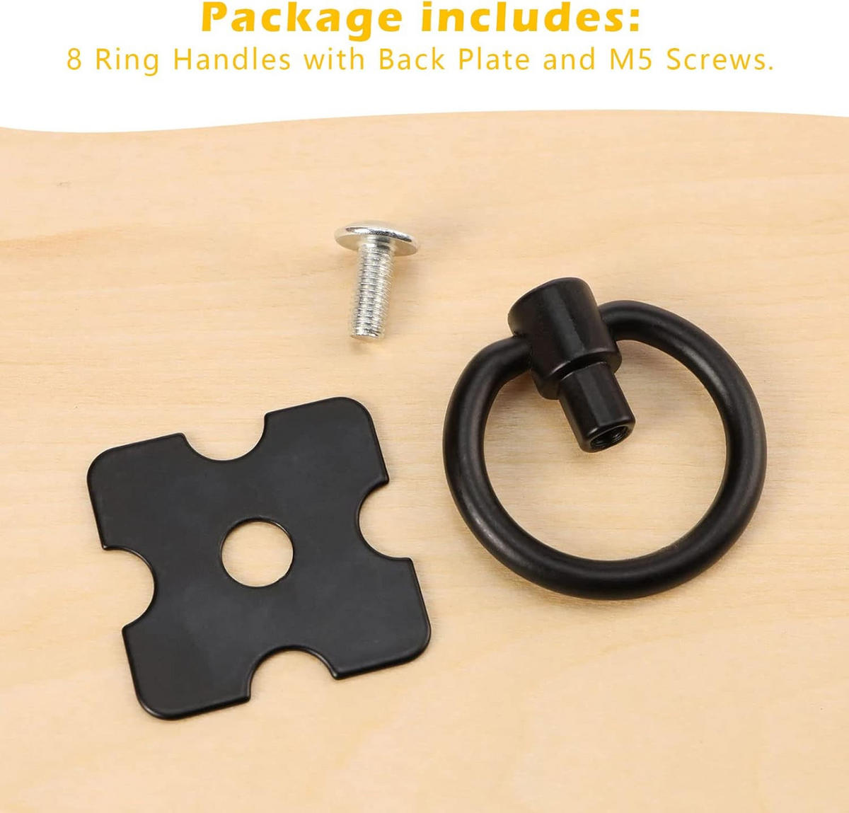 SCHRANKKNOPF 1er-Set Ringgriff Aluminium - Schwarz, Metall (3.3/2/4cm)