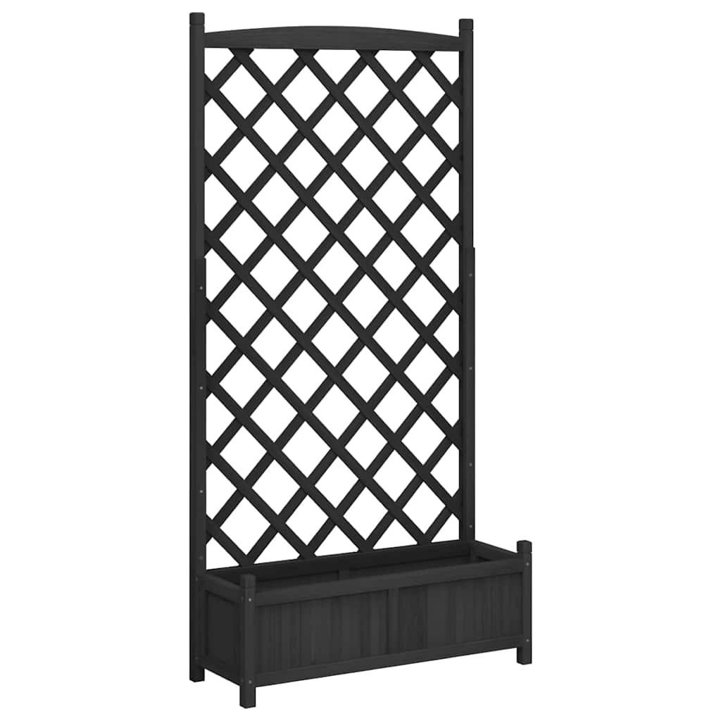 PFLANZKÜBEL Mit Spalier Schwarz Massivholz Tanne - Schwarz, Holz (90/180/35cm) - vidaXL