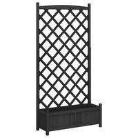 PFLANZKÜBEL Mit Spalier Schwarz Massivholz Tanne - Schwarz, Holz (90/180/35cm) - vidaXL
