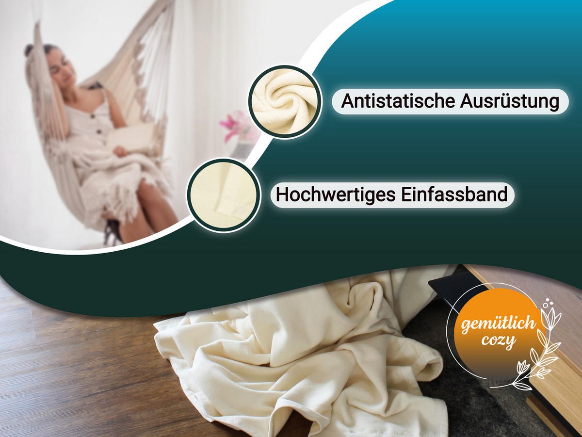 KUSCHELDECKE, 150x200 cm, 60% Baumwolle, 40% Polyacryl, Weiß - Creme, Naturmaterialien (150/200cm) - Zollner