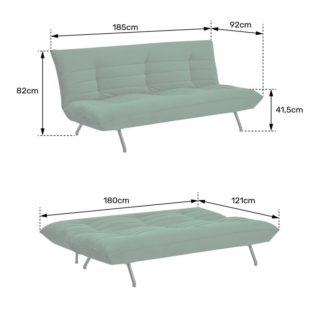 Thumbnail - Happy Garden Sofabett, Grün, Textil, 185x82x92 cm, Wohnzimmer, Sofas & Couches, Sofas