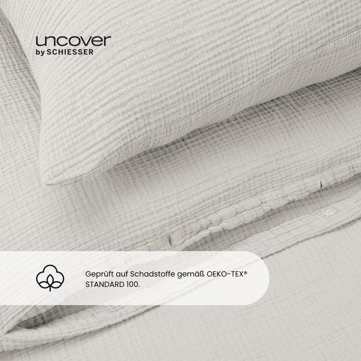 BETTWÄSCHESET Lennox - Musselin - 2-teilig - 135x200cm - Helltaupe - Taupe, Textil (135/200cm) - Uncover by Schiesser