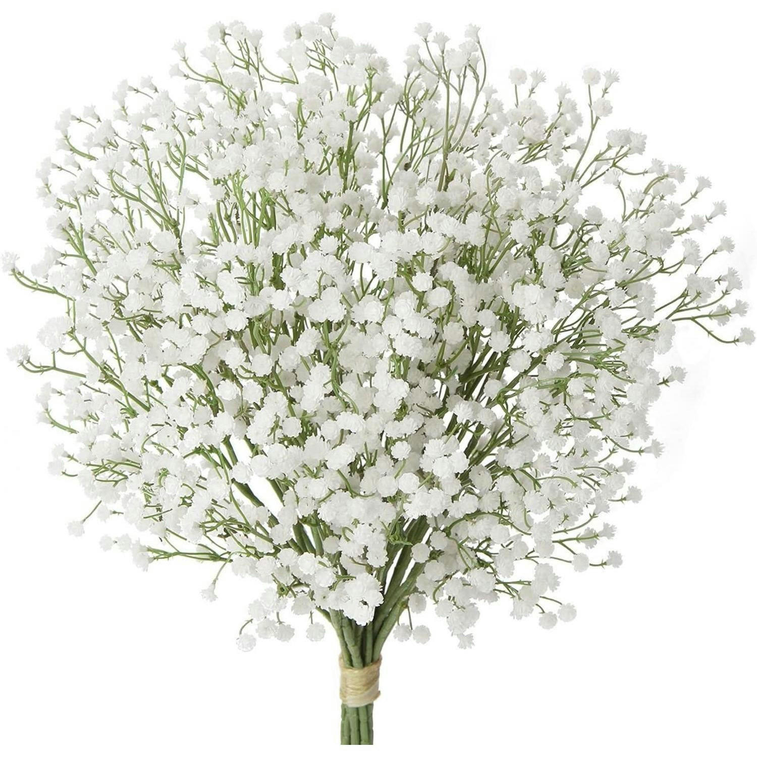 KUNSTBLUMEN Schleierkraut 10 Stück Bund 60 cm Mint Cream - Weiß, Kunststoff (15cm)