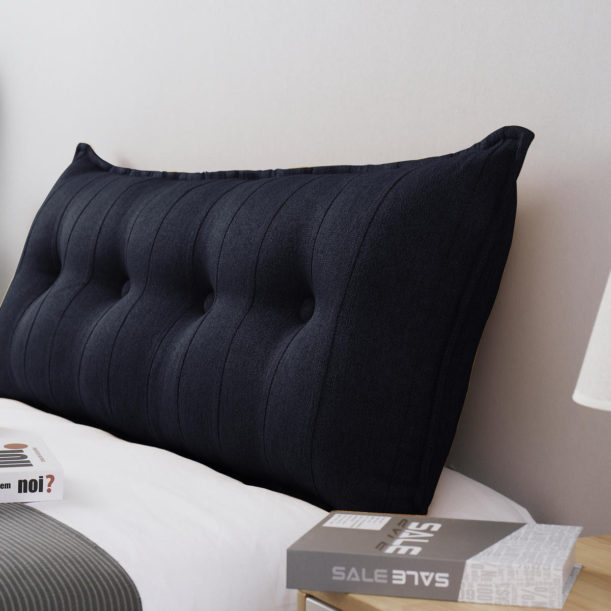 RÜCKENKISSEN Leinenlook Anthracite 120 cm - Anthrazit, Textil (45/120cm) - Vercart