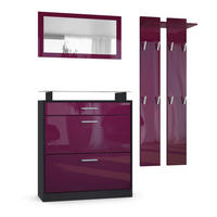 GARDEROBE Loret Front in Brombeer Hochglanz - Brombeere, Holzwerkstoff (180/200/23cm) - Vladon