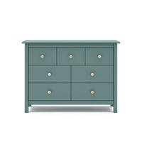 KOMMODE 4 + 3 Schubladen Dekor petrolgrün lackiert L110 cm 40/110/80 cm - Grün, Holz (40/80/110cm) - Calicosy