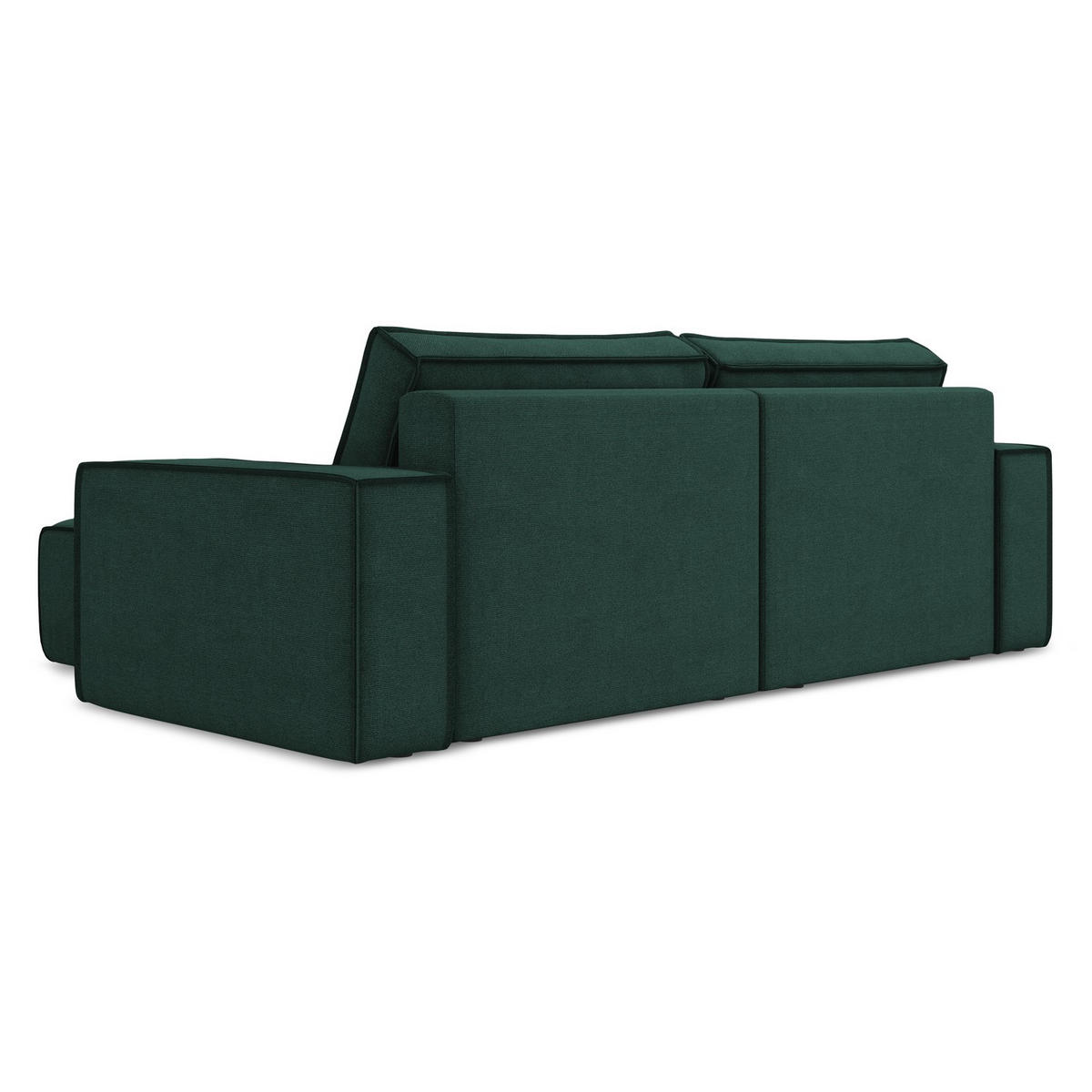 ECKSOFA mit Schlaffunktion Strukturstoff Stoff Grün - Dunkelgrün/Schwarz, Kunststoff/Textil (257/148cm) - Makamii