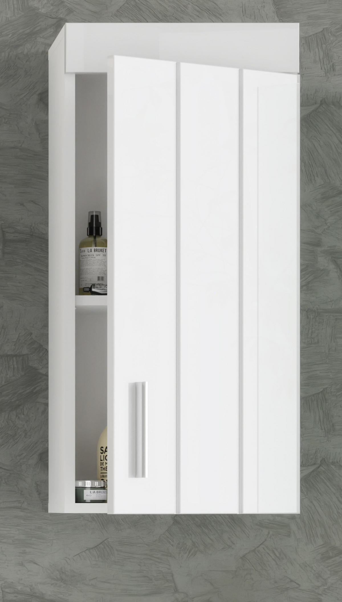 HÄNGESCHRANK weiß Hochglanz 36 cm, Badschrank Türanschlag wechselbar - Weiß Hochglanz/Silberfarben, Holzwerkstoff/Kunststoff (36/79/24cm) - Inn.Furn