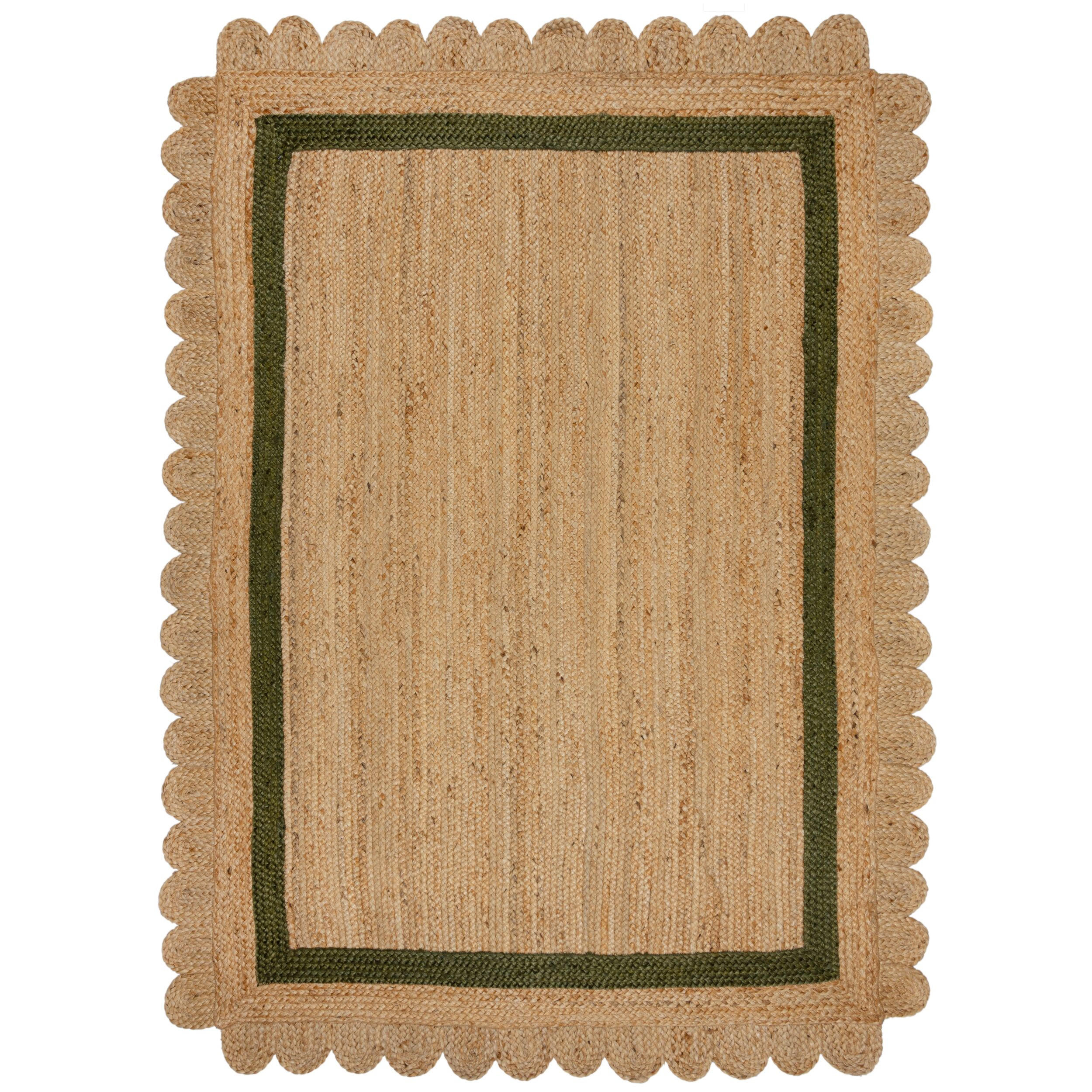 TEPPICH Jute Handarbeit-Design, naturfarben GRACE, Braun-Grün 160x230 cm - Braun, Naturmaterialien (160/230cm) - KADIMA DESIGN