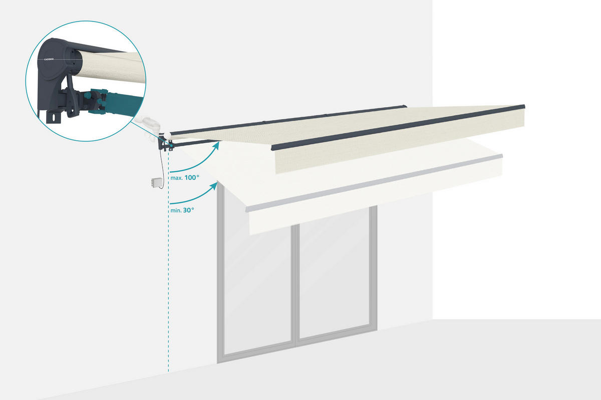 HALBKASSETTENMARKISE Fazzio Beige 4m x 3m motorisierte - Premium-Leinwand 320g/m² - Beige, Metall (400/270/300cm) - Cazeboo