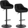 BARHOCKER 2er Set gepolstert, Chenille, Cord, Schwarz - Schwarz, Kunststoff/Textil (52/87/50cm) - Woltu
