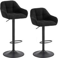 BARHOCKER 2er Set gepolstert, Chenille, Cord, Schwarz - Schwarz, Kunststoff/Textil (52/87/50cm) - Woltu