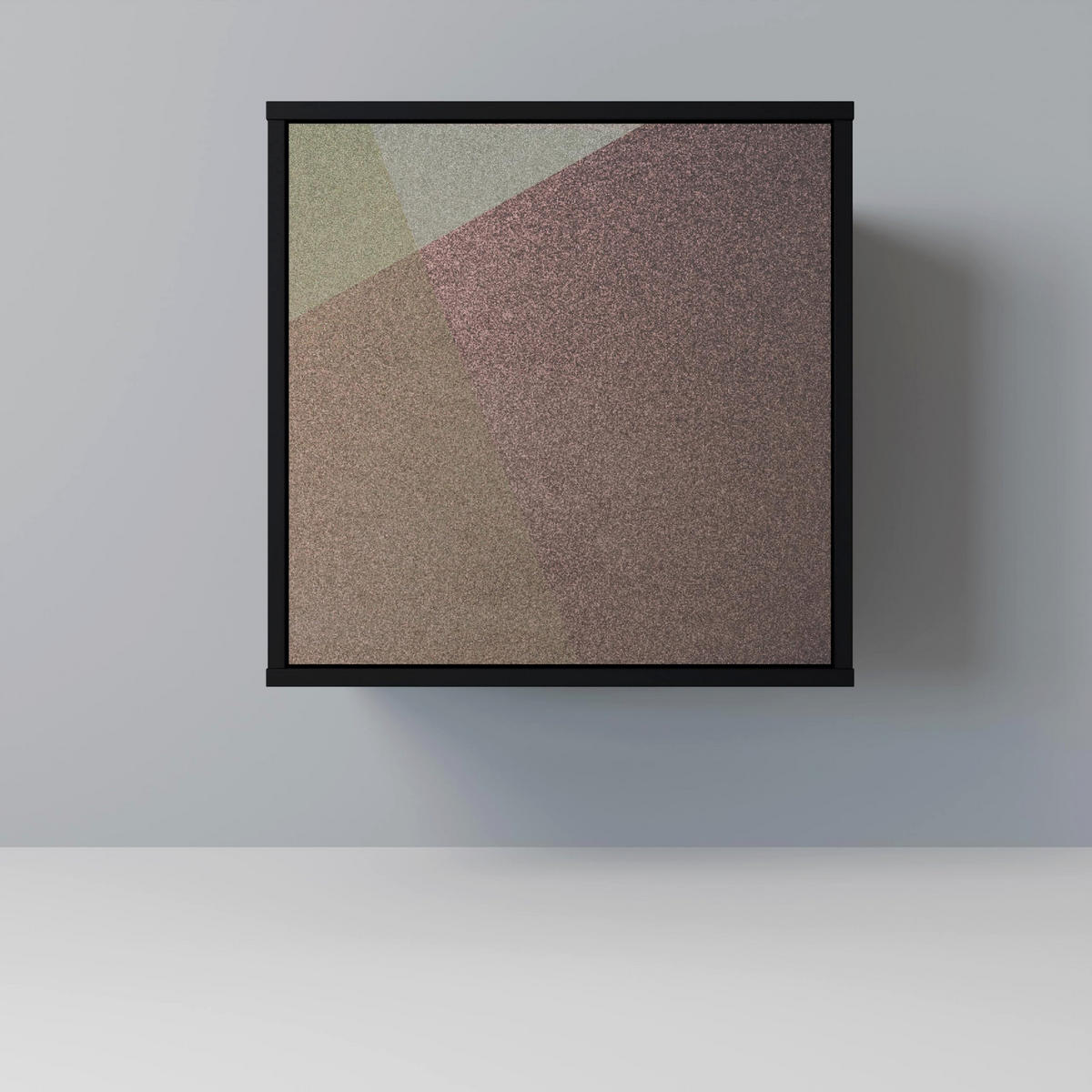 SIDEBOARD BEIGE GEOMETRY, Schwarz, 57,5x42x72,5 cm, Schwarze Metallfüße - Multicolor/Schwarz, Holzwerkstoff/Metall (57.5/72.5/42cm) - SpaceRebels