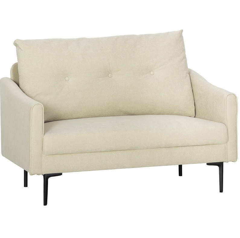 OKWISH DVOUMÍSTNÁ pohovka 124/73/92 cm krémově bílá z kovu s měkkým polstrováním