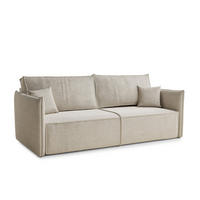 SOFA MIT SCHLAFFUNKTION Obra Beige Chenille-Stoff - Beige/Schwarz, Holz/Holzwerkstoff (220/70/107cm) - Maison de Reve