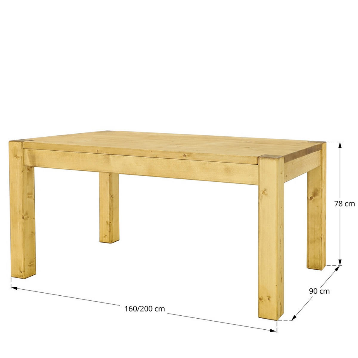 ESSTISCH aus Massivholz Sara - Honig, Holz (160/90/78cm) - Seart