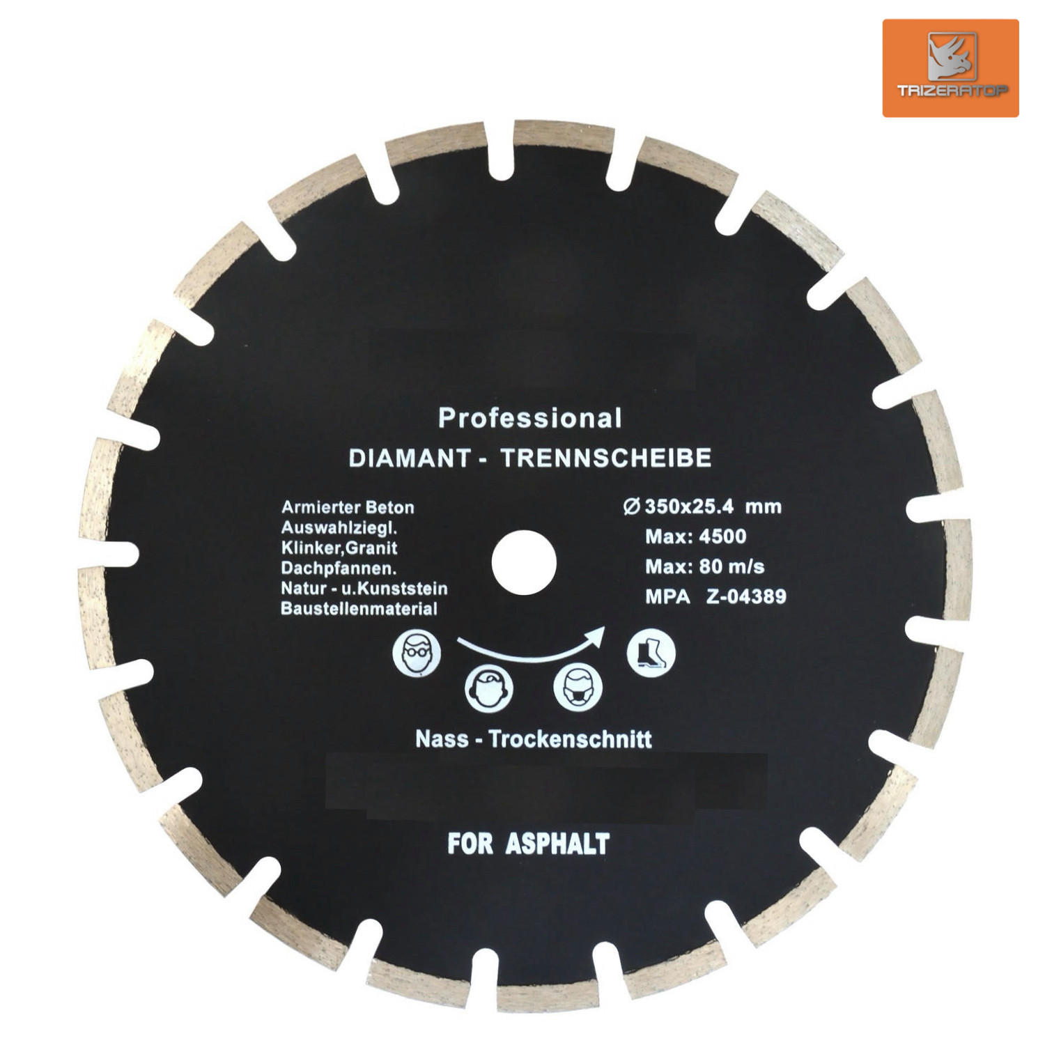 DIAMANTTRENNSCHEIBE PROFI 350x25,4x10 mm, Asphalt, Frischbeton - Multicolor, Metall (39/37/1cm) - TRIZERATOP