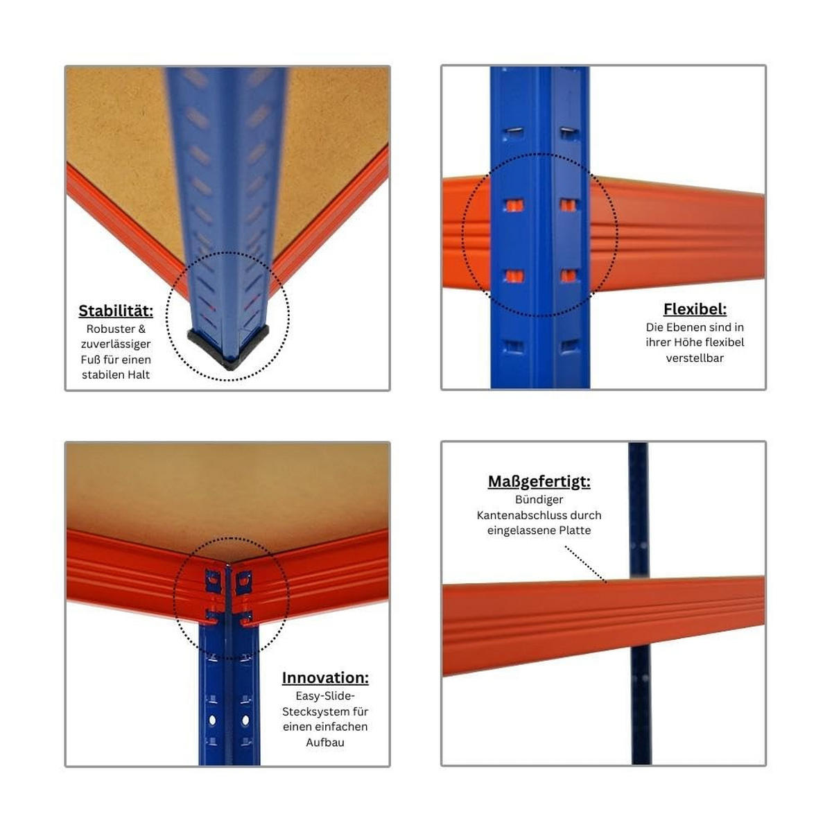 SCHWERLASTREGAL Giant Elephant 2er-Set mit 2x 180x150x60 cm Fachlast 200 kg Blau-Orange - Orange, Metall (300/180/60cm) - PROREGAL
