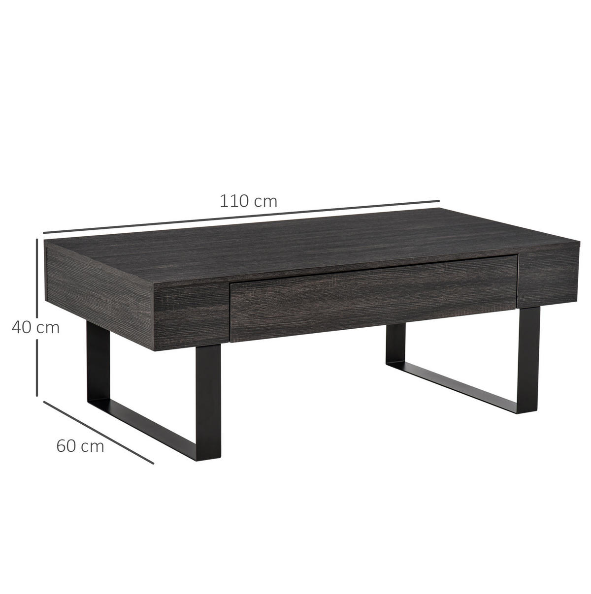 KLUBSKA miza 110/60/40 cm iz iverne plošče, temno siva s prostorom za shranjevanje - siva, leseni material (110/60/40cm) - BEAOK