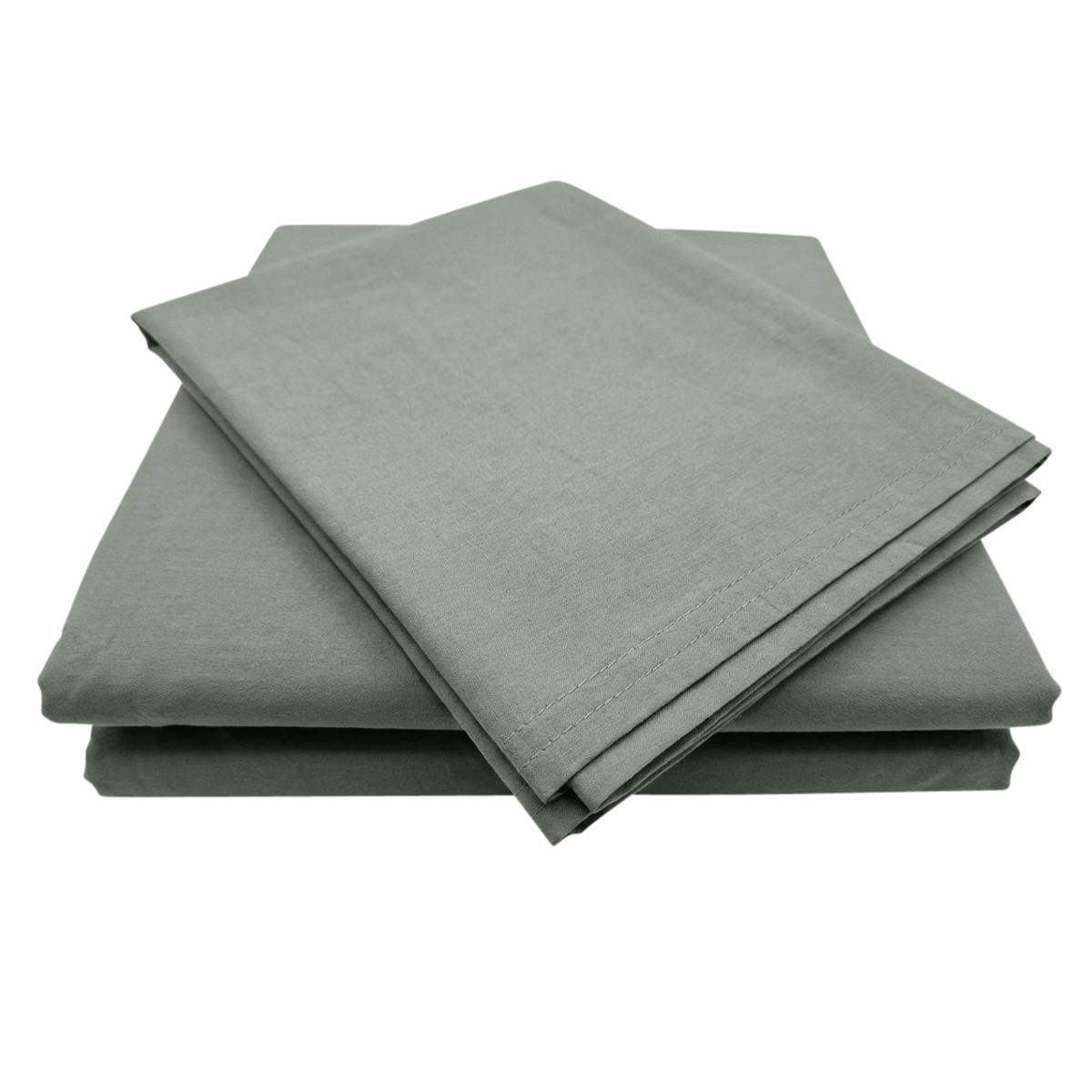 BETTWÄSCHE Stone Washed grün 155/220 cm 100% Baumwolle Used-Effekt mit Stehsaum - Olivgrün, Textil (155/220cm) - wometo