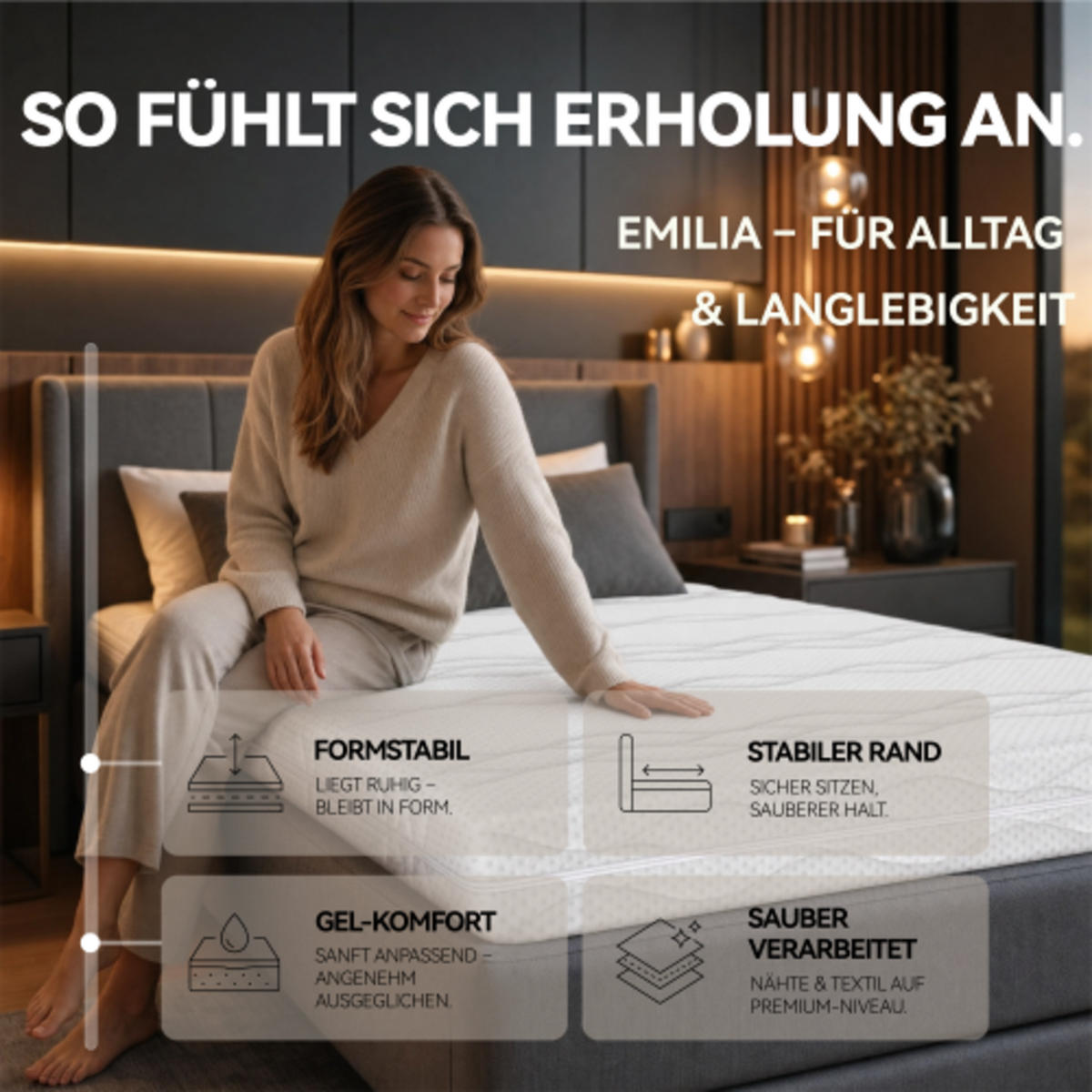 TASCHENFEDERKERNMATRATZE 90×200cm mit 7-Zonen-Schaum, beidseitigem Liegekomfort und abnehmbarem Bezug, weiß & grau - Weiß, Kunststoff - Luhomfu
