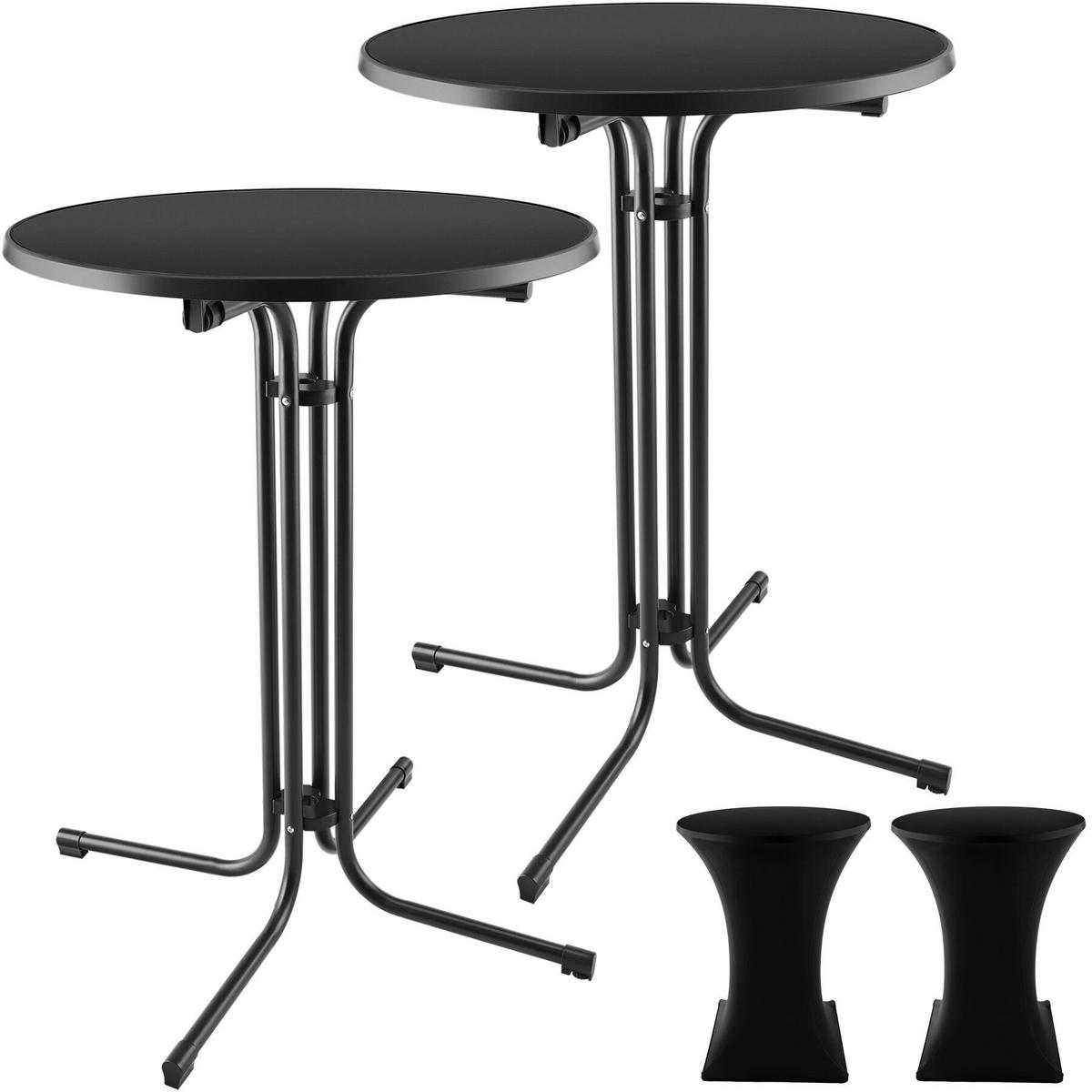 STEHTISCH Eren,bodenschonende Kunststofffüße & Ausgleichsschraube,schwarz - Schwarz, Textil (80/80/110cm) - tectake