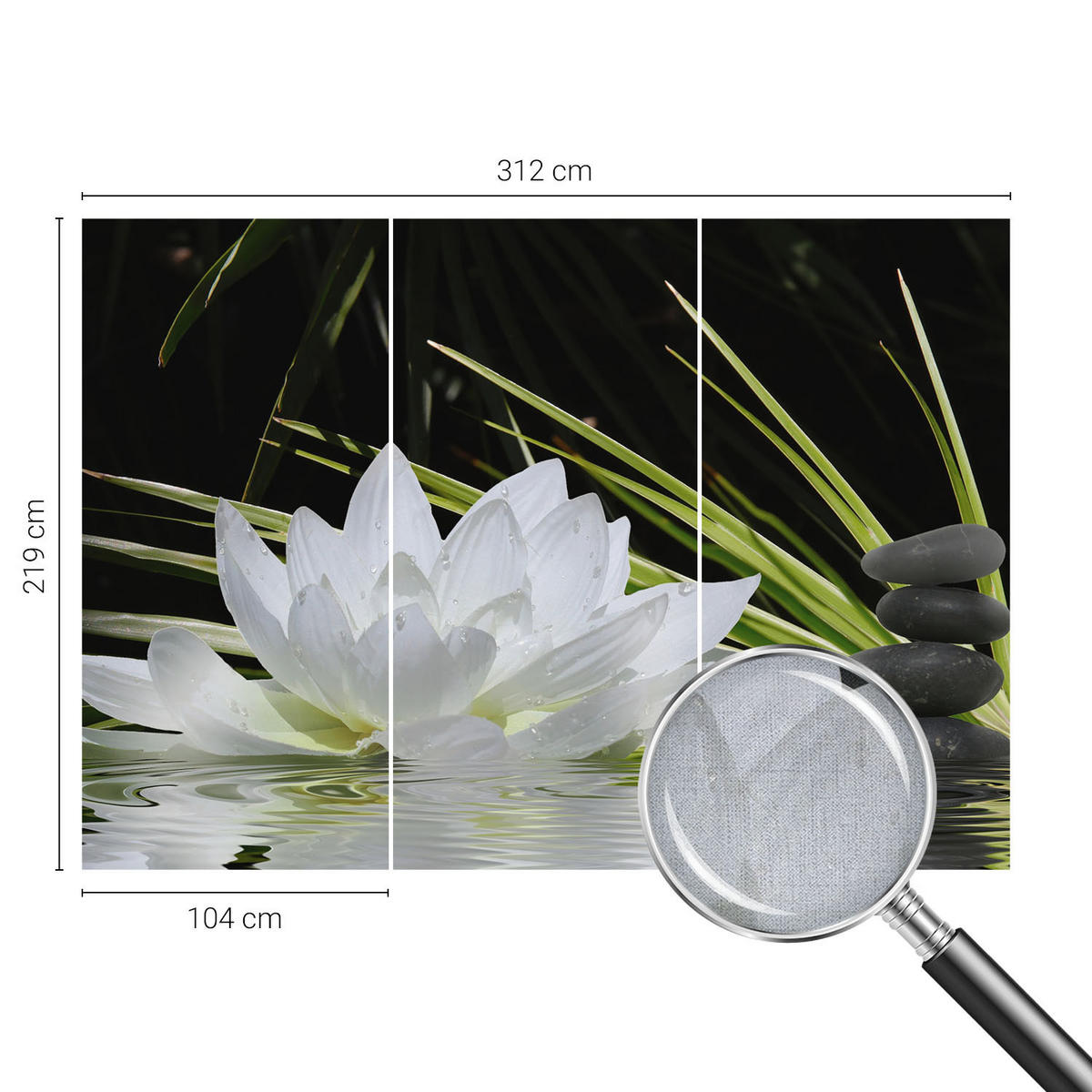 FOTOTAPETE 312x219 cm - Lilienmeditation - Weiß, Textil (312/219cm) - Wallfluent