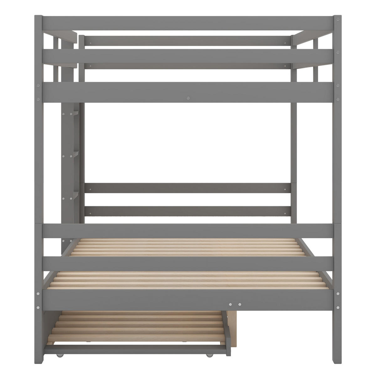 ETAGENBETT Massivholz Grau 140/200 cm mit Ausziehbett - Grau, Holz (140/200cm) - ComfortXL